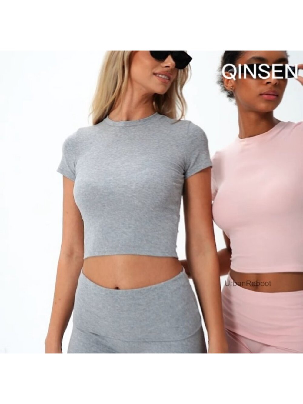QINSEN 2-Piece Lounge Set - Crop Top & Foldover Shorts - Picture 6 of 6